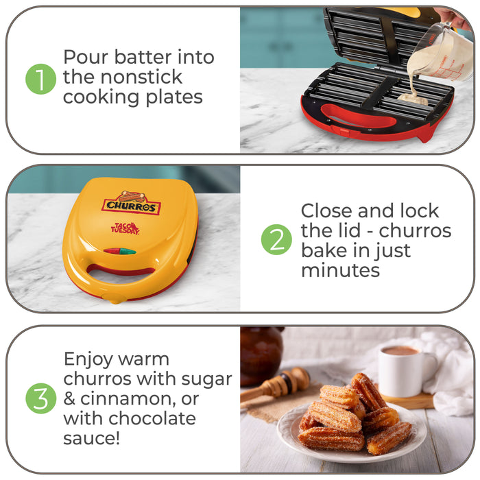 Taco Tuesday Electric Churro Maker, Red and Yellow