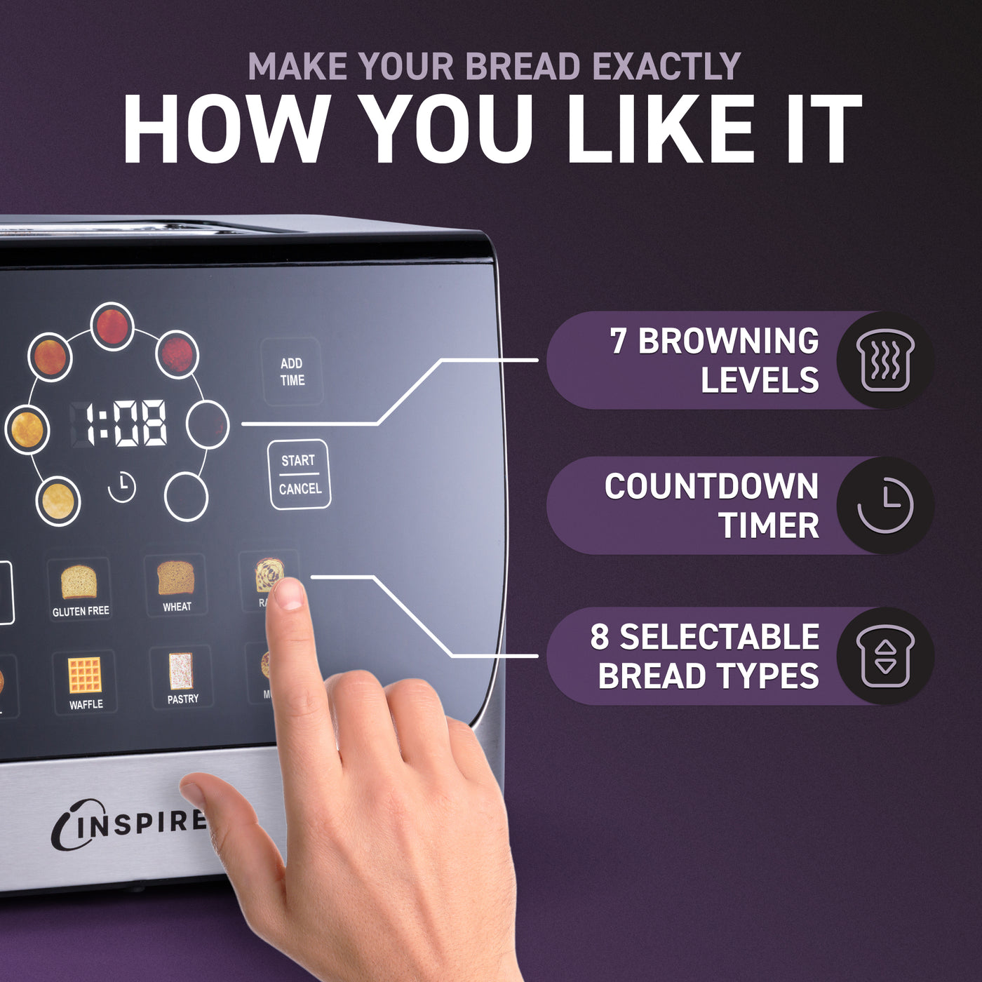 Inspirex Interactive Touchscreen Automatic Toaster — Nostalgia Products