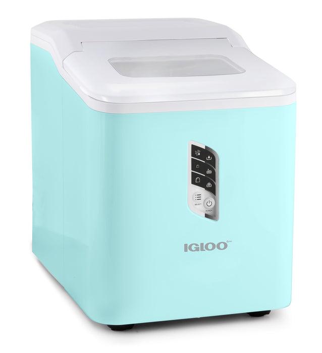 Igloo Automatic Ice Maker, Self-Cleaning, Countertop Size, 26 lbs in 24 Hours, 9 Large or Small Ice Cubes in 7 Minutes, Aqua