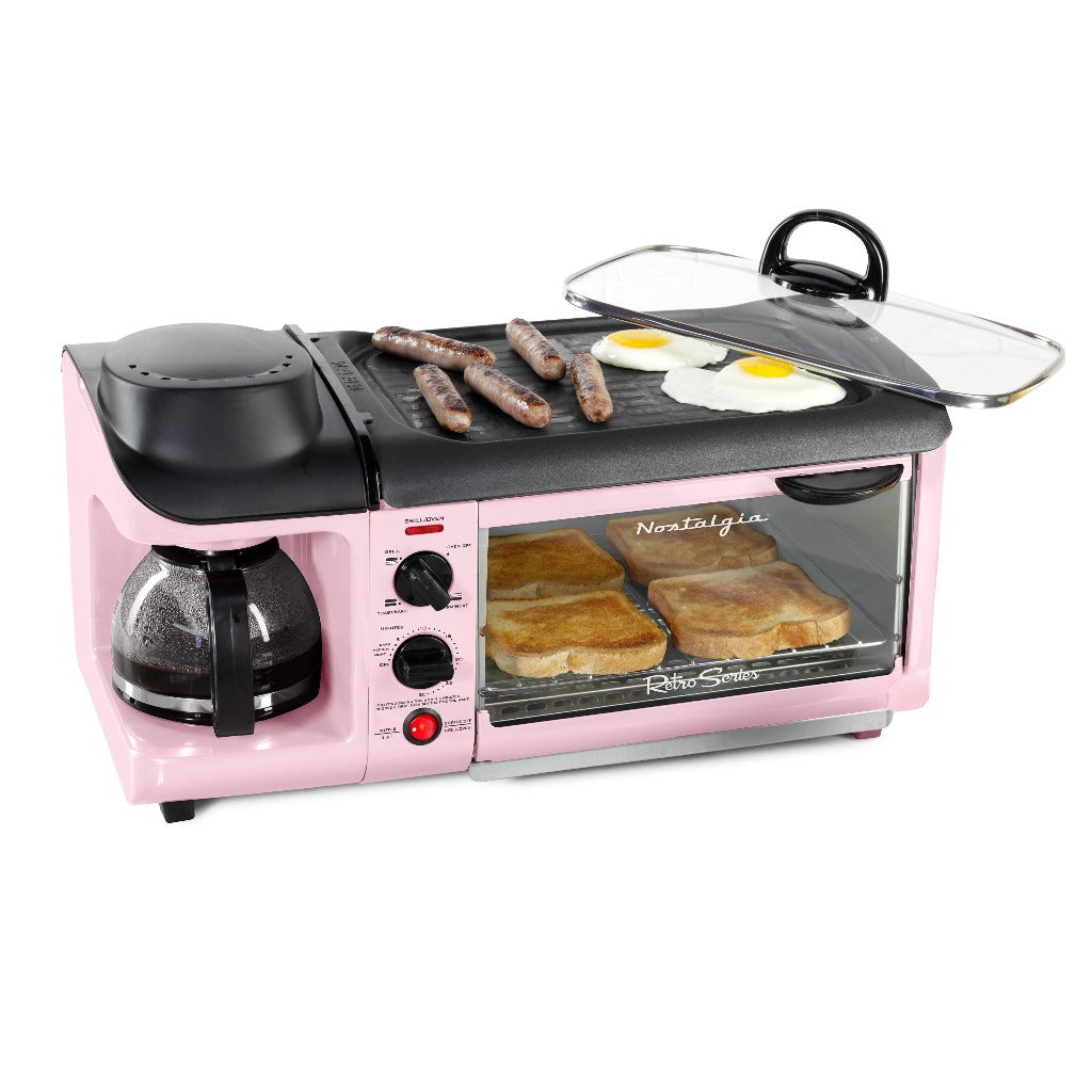 Retro 3-in-1 Family Size Breakfast Station, Pink — Nostalgia Products