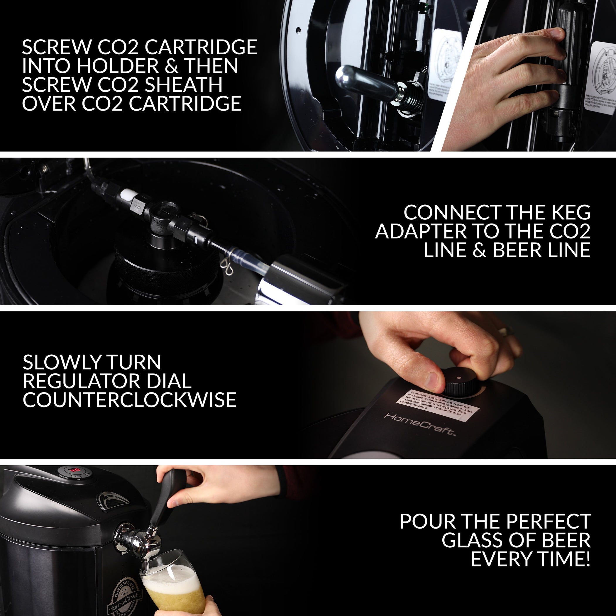 HomeCraft™ Black Stainless Steel Tap Beer Growler Cooling System