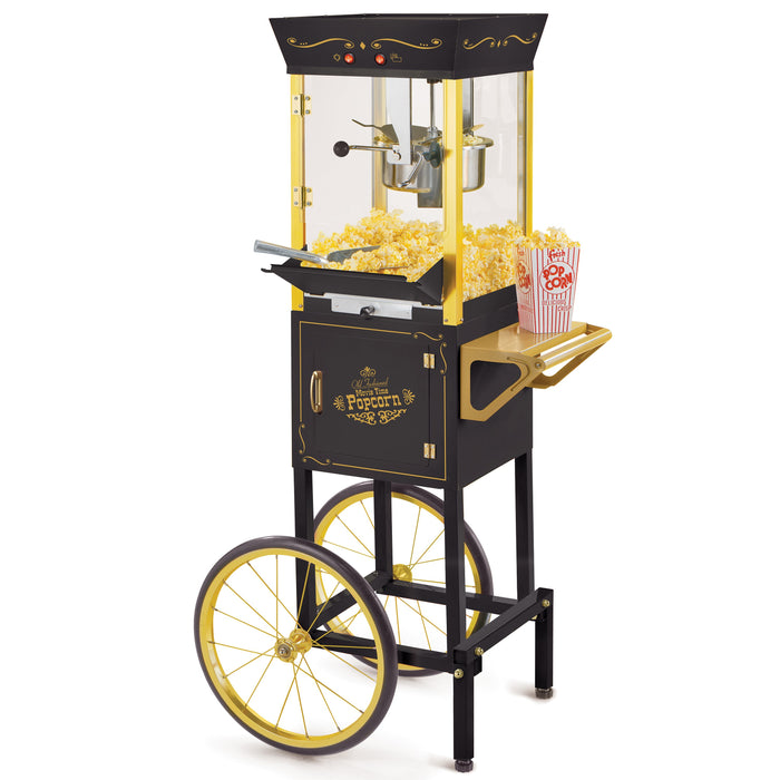 Vintage Professional Popcorn Cart - NEW 8-Ounce Kettle - 53 Inches Tall - Black
