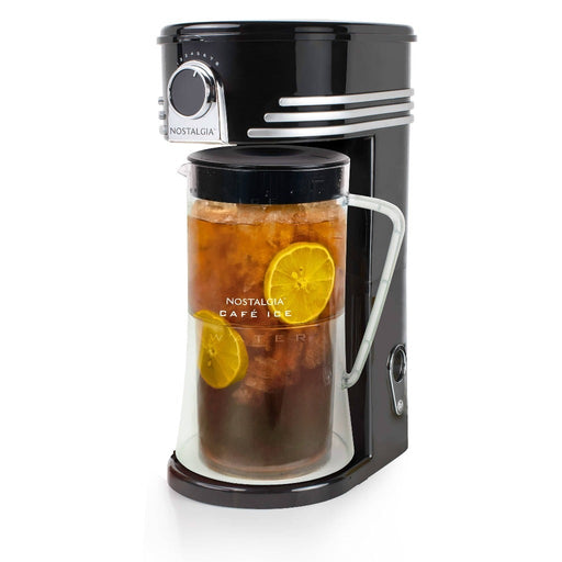 Nostalgia Café' Ice 3-Quart Iced Coffee and Tea Brewing System with Plastic Pitcher, Black