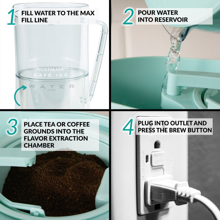 Classic Retro 3-Quart Iced Tea & Coffee Brewing System With Plastic Pitcher, Aqua