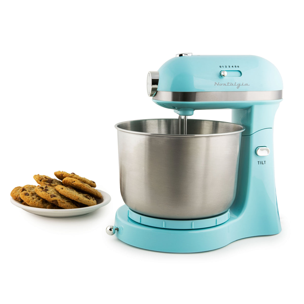 3.5 Qt Retro Stand Mixer with Tilt Head and Stainless Steel Bowl, Aqua —  Nostalgia Products
