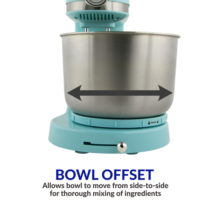 3.5 Qt Retro Stand Mixer with Tilt Head and Stainless Steel Bowl, Aqua