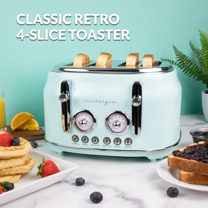 Classic Retro 4-Slice Toaster, Aqua