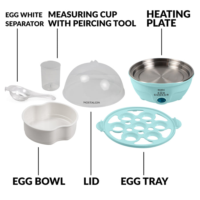 Retro Premium 7-Egg Capacity Electric Egg Cooker, Aqua