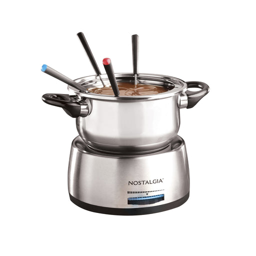 Nostalgia 6-Cup Stainless Steel Electric Chocolate & Cheese Fondue Pot