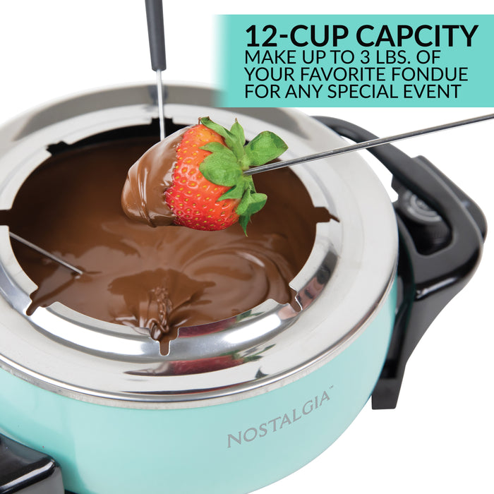 Nostalgia 12-Cup Electric Fondue Pot, Aqua