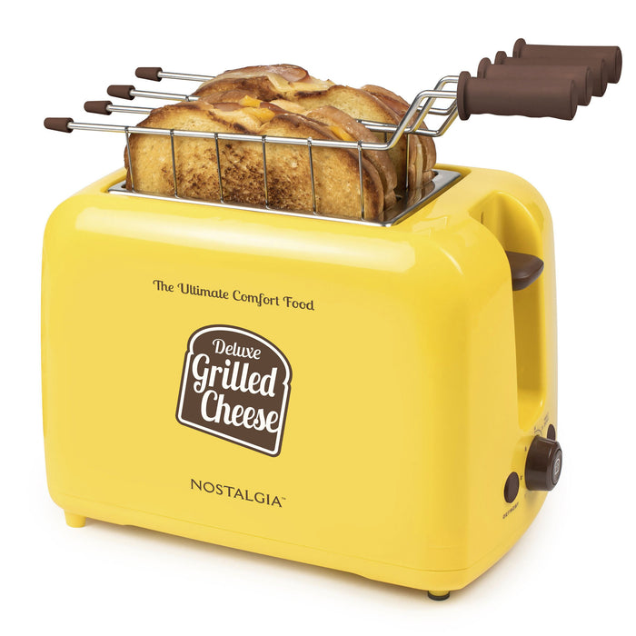 Nostalgia Gct2 Deluxe Grilled Cheese Sandwich Toaster with Extra Wide Slots Yellow