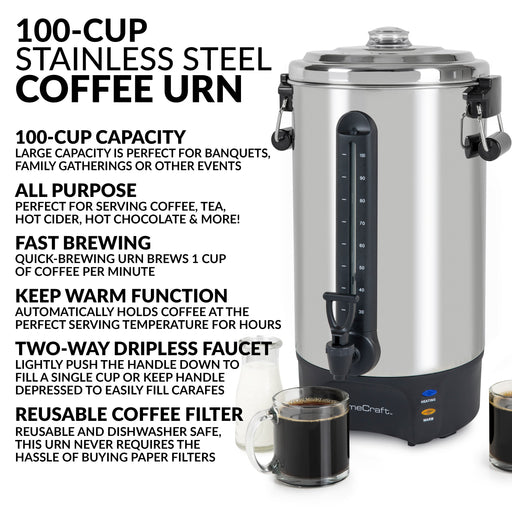 HomeCraft™ Quick-Brewing 1500-Watt Automatic 100-Cup Coffee Urn