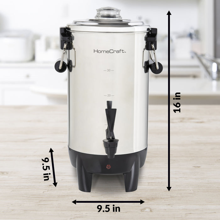 HomeCraft Quick-Brewing 1000-Watt Automatic 30-Cup Coffee Urn - Stainless Steel