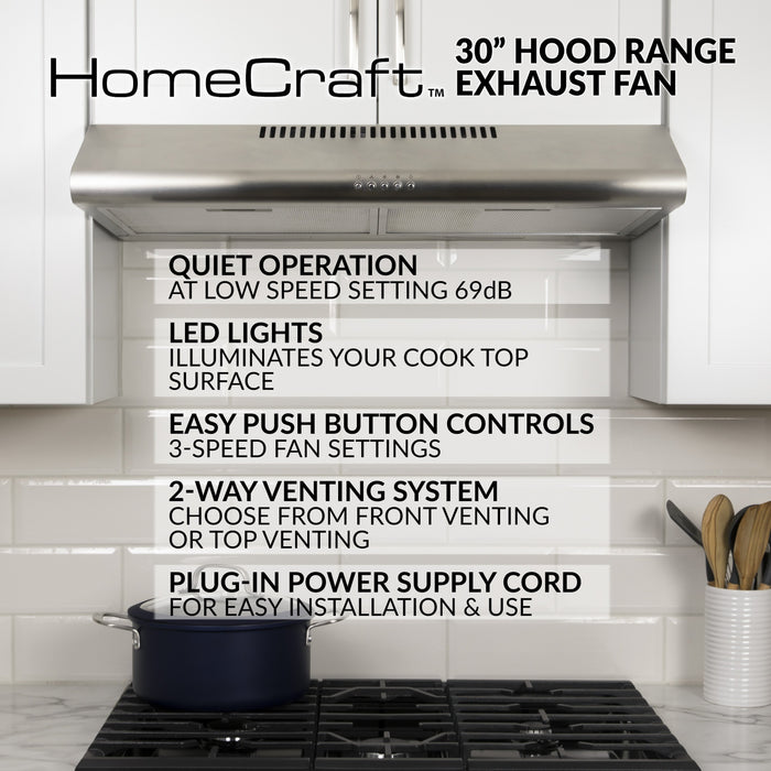 HomeCraft™ 30-Inch Under the Cabinet Hood Range Exhaust Fan