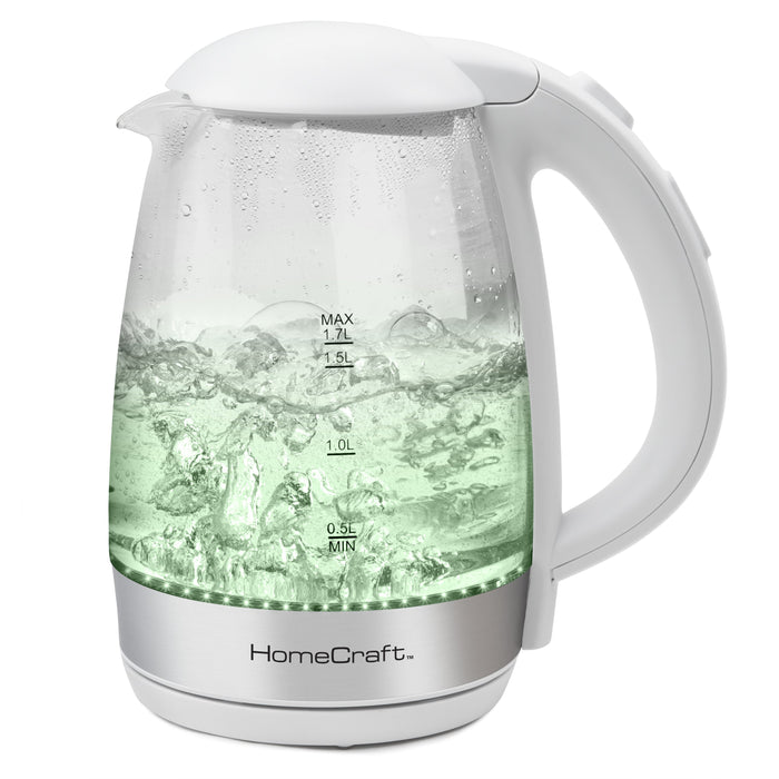 HomeCraft 1.7L Electric One-Touch Control Glass Kettle