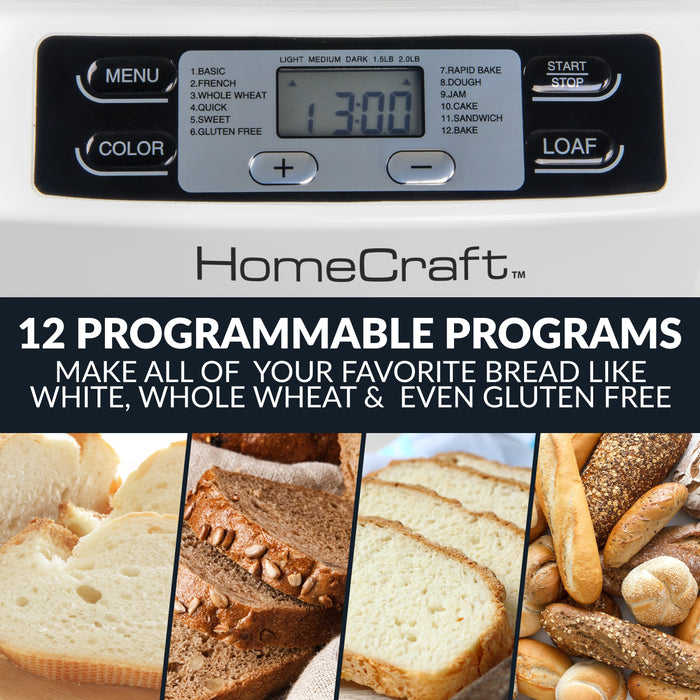 HomeCraft™ Programmable 2 Lb. Breadmaker With Auto Fruit & Nut Dispenser