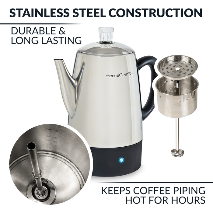 HomeCraft 10-Cup Stainless Steel Coffee Percolator