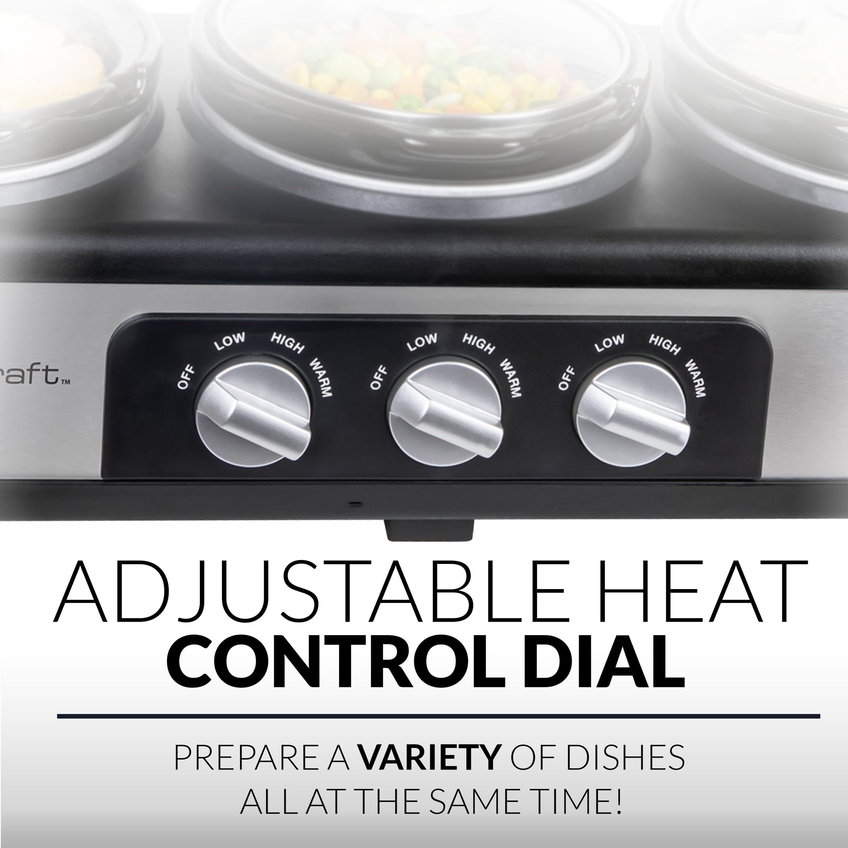 HomeCraft 3Station 1.5Quart Oval Slow Cooker Buffet — Nostalgia Products