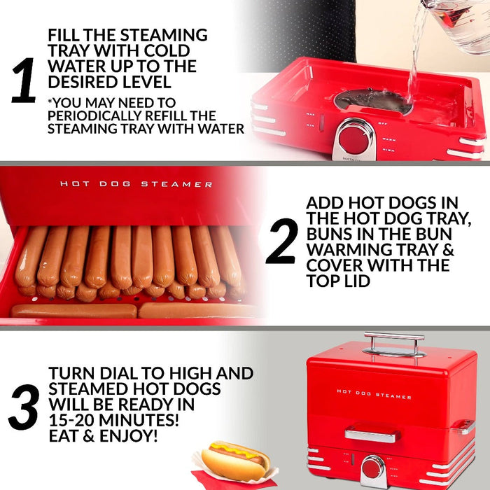 Large Diner Style Hot Dog Steamer