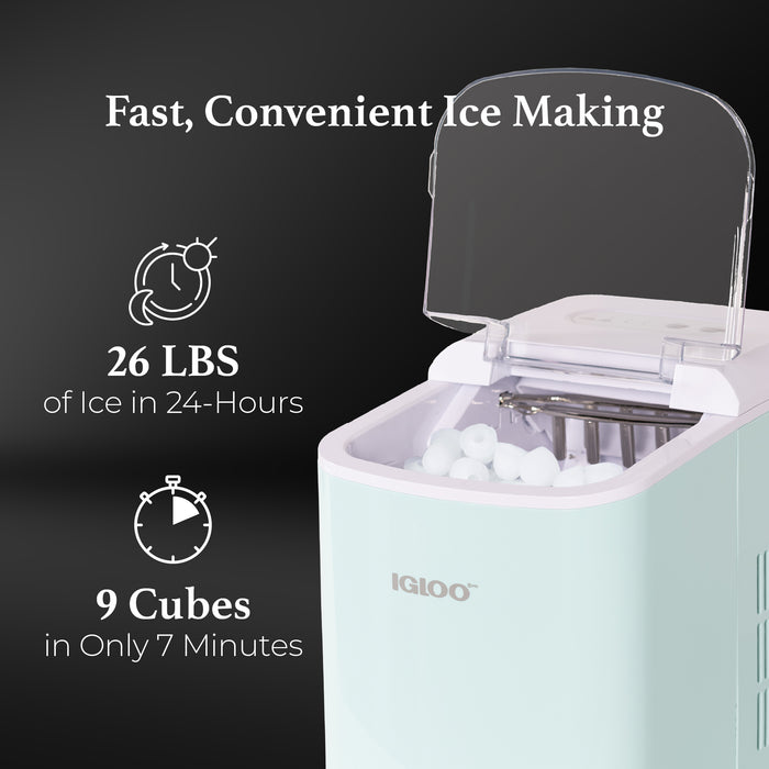 Igloo 26-Pound Automatic Portable Countertop Ice Maker Machine, Aqua