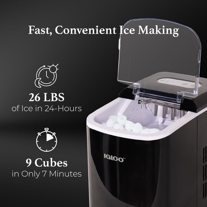 Igloo 26-Pound Automatic Portable Countertop Ice Maker Machine - Black