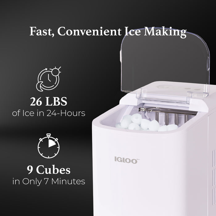 Igloo 26-Pound Automatic Portable Countertop Ice Maker Machine - White