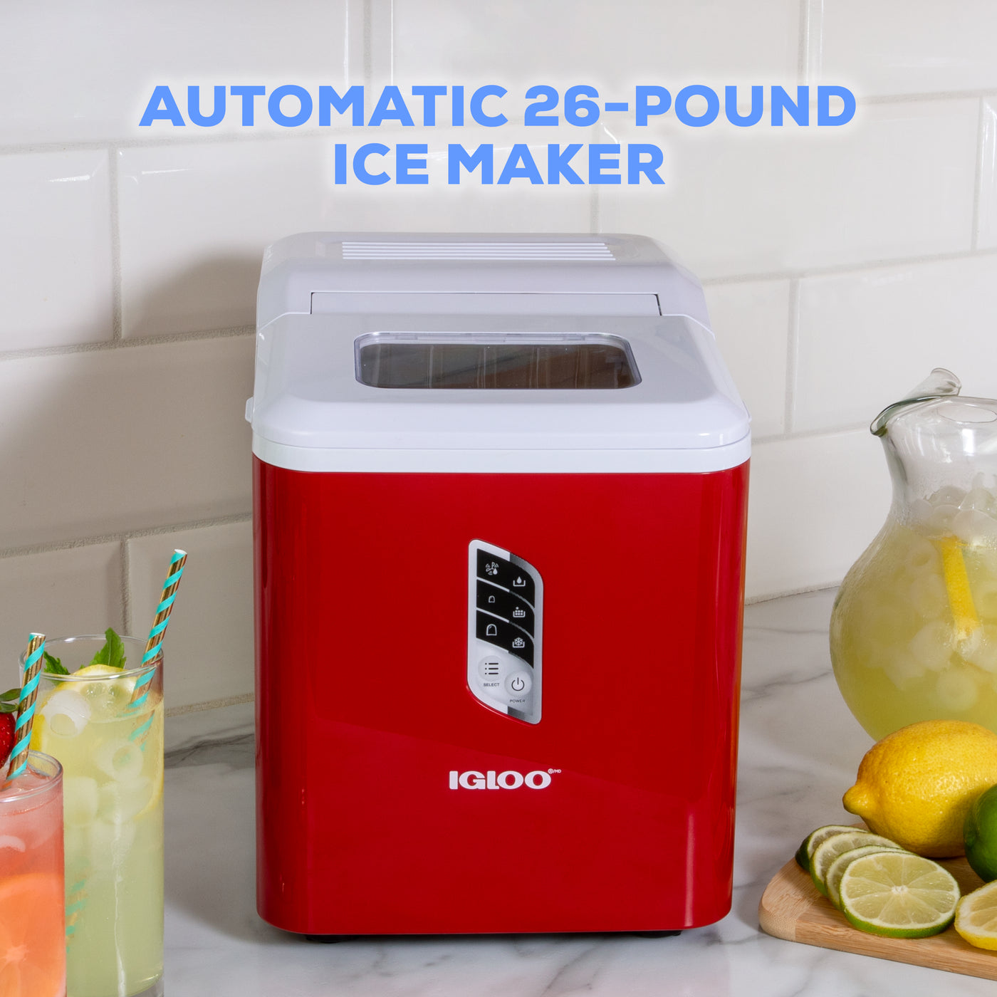 Igloo Automatic SelfCleaning 26Pound Ice Maker, Red — Nostalgia Products