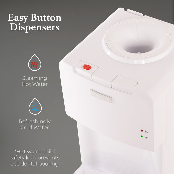 Primo Countertop Water Dispenser Top Loading, Room Temperature, Black, 3 or  5 gallon