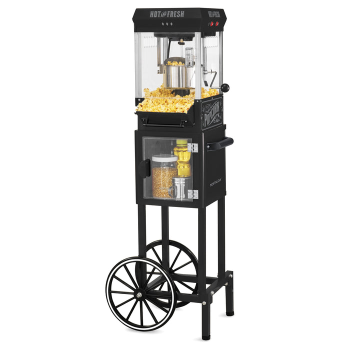 Nostalgia 2.5 Ounce Popcorn Cart, 10-Cup, with 5-Quart Popcorn Bowl, 45 inches tall