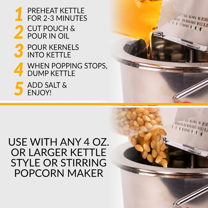 Best Tasting Premium 4-Ounce Popcorn, Oil & Seasoning Salt All-In-One Packs - 24 Count