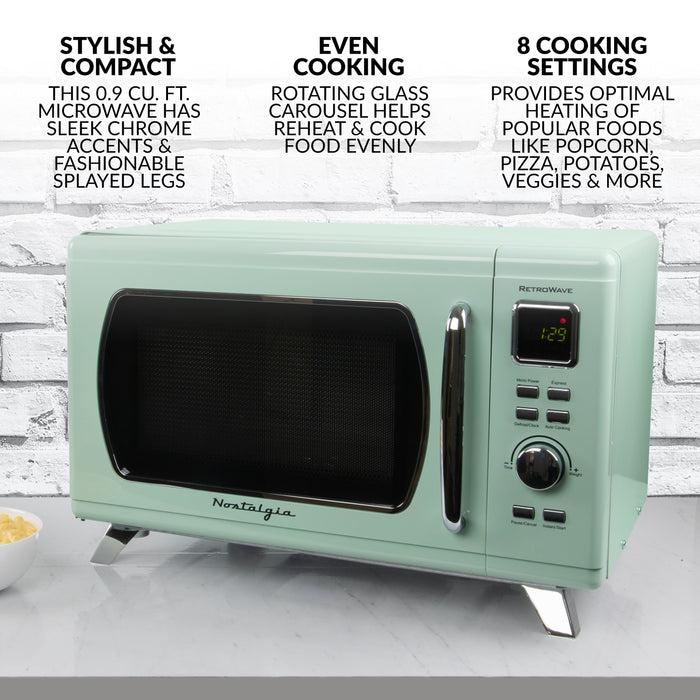 Nostalgia Mid-Century Retro 0.9 Cu. Ft. Microwave, Sage