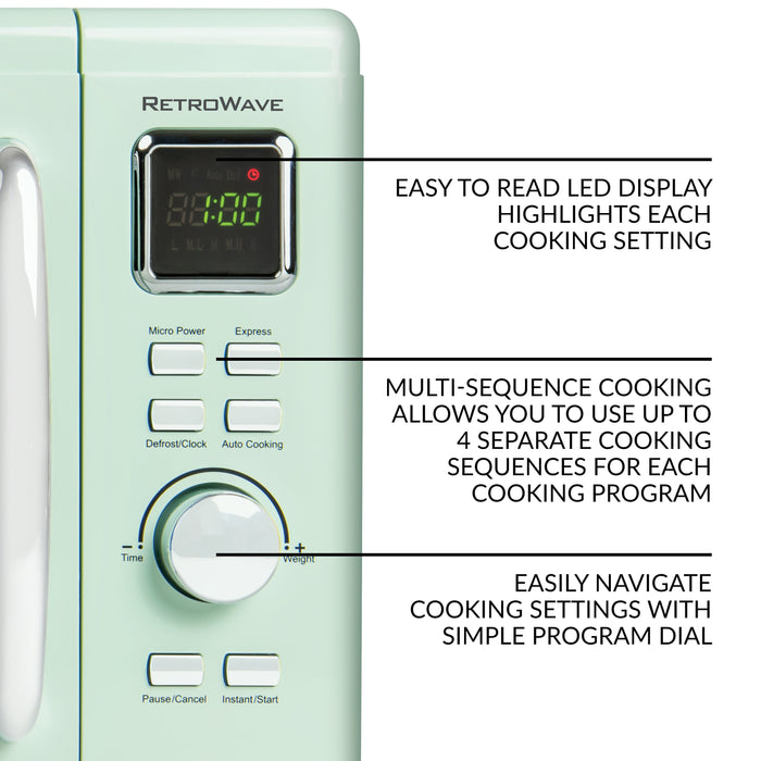 Nostalgia Mid-Century Retro 0.9 Cu. Ft. Microwave, Sage