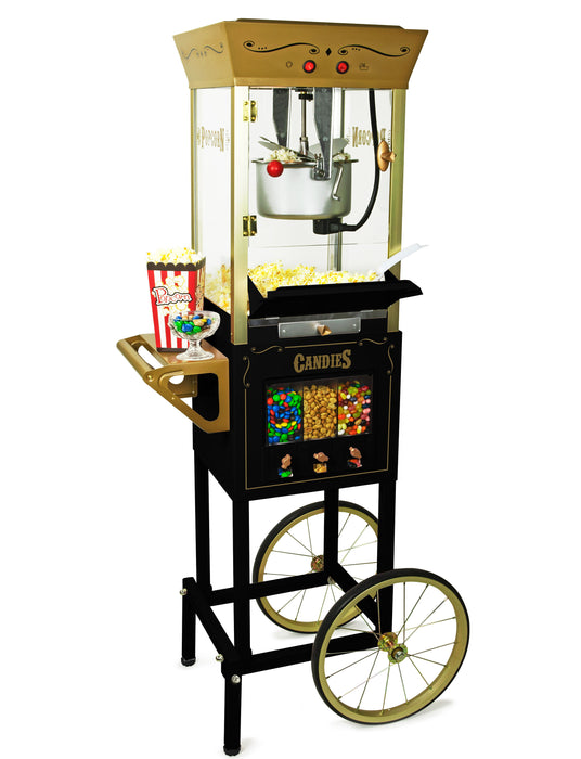 Candy & Snack Dispensing 8 Oz. Popcorn Cart, Black & Gold