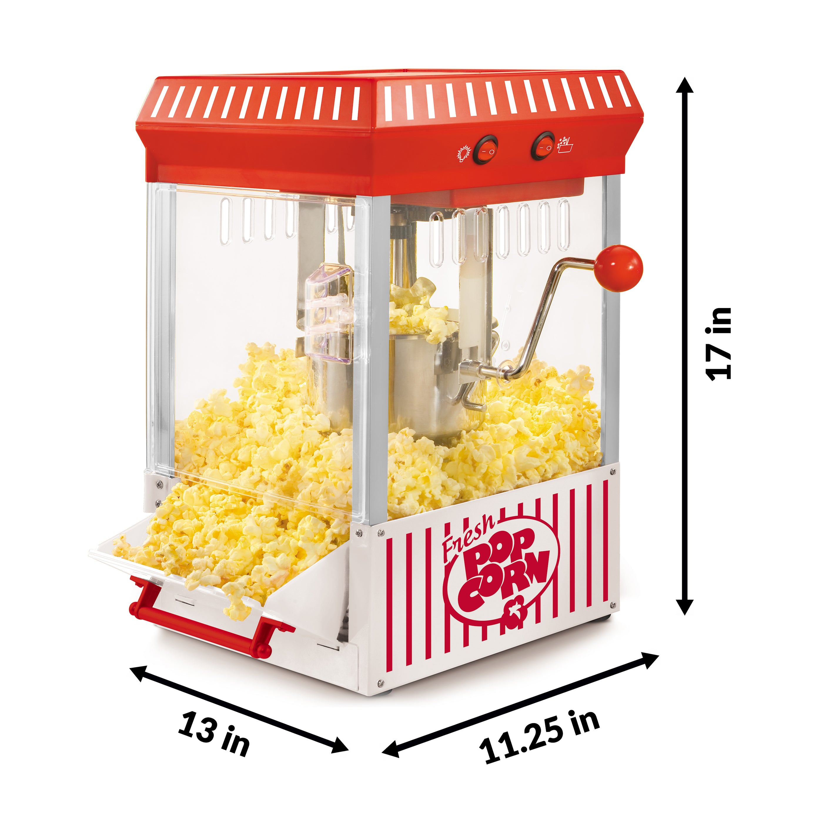 Vintage 10 Cup Table-Top Popcorn Maker, White and Red — Nostalgia Products