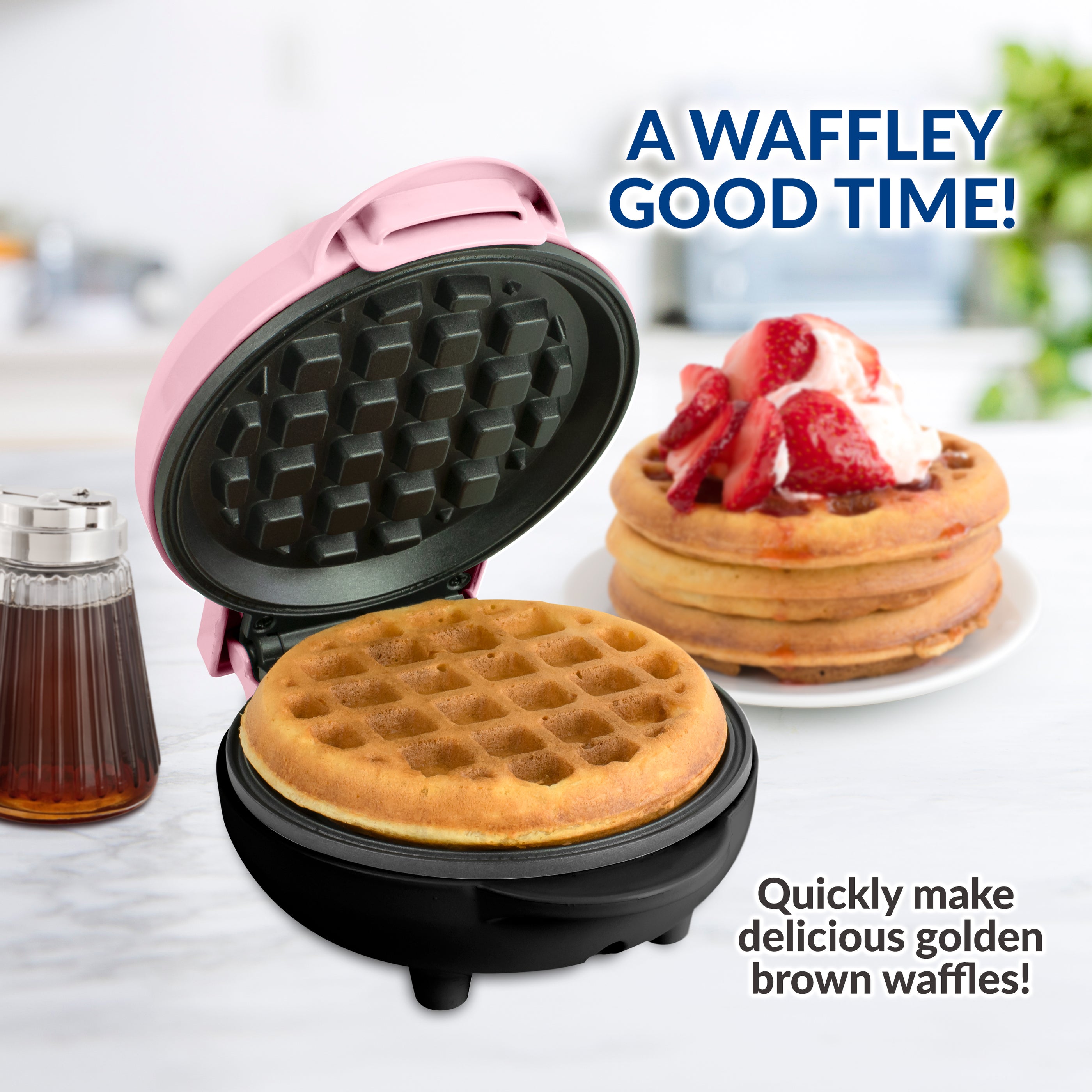 MyMini™ Personal Electric Waffle Maker, Pink — Nostalgia Products