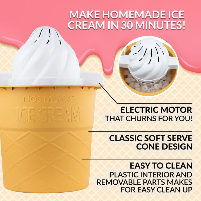 Nostalgia Electric Ice Cream Maker - Old Fashioned Soft Serve Ice Cream Machine Makes Frozen Yogurt or Gelato in Minutes - Fun Kitchen Appliance - Vintage Wooden Style - Dark Wood Nostalgia Electric Ice Cream Maker - Old Fashioned Soft Serve Ice Cream Machine Makes Frozen Yogurt or Gelato in Minutes - Fun Kitchen Appliance - Vintage Wooden Style - Dark Wood
