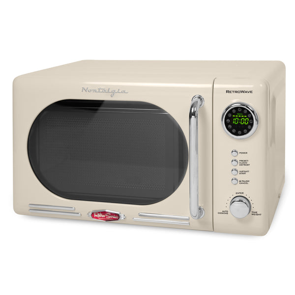 Retro Small Microwave Oven with Compact Size 9 Preset Menus Position