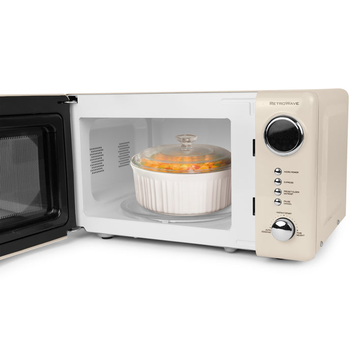 Retro Compact Countertop Microwave Oven 0.7 Cu. Ft. 700-Watts, Cream