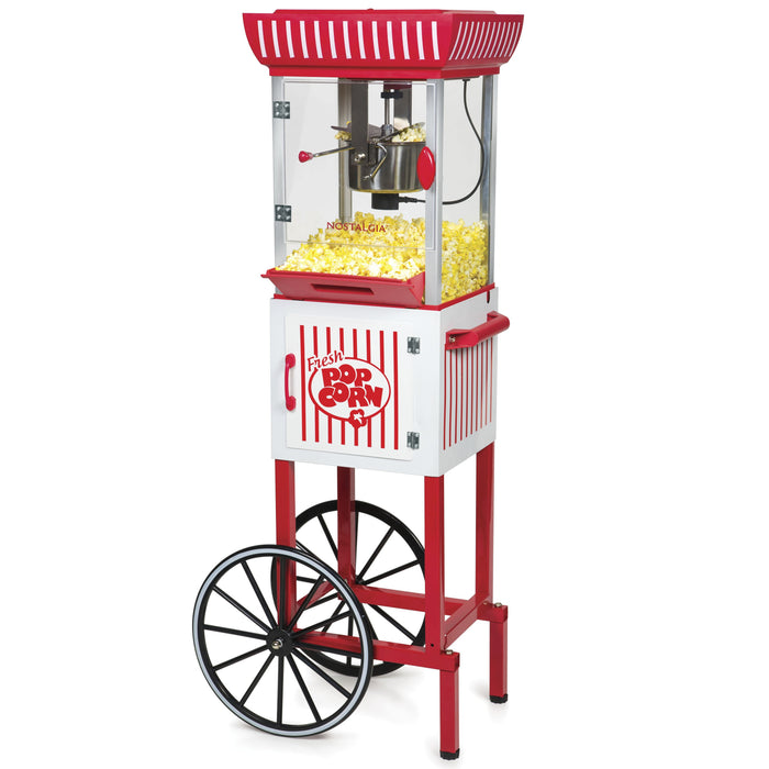 Nostalgia 48-Inch 2.5-Oz. Popcorn Cart, Red/White