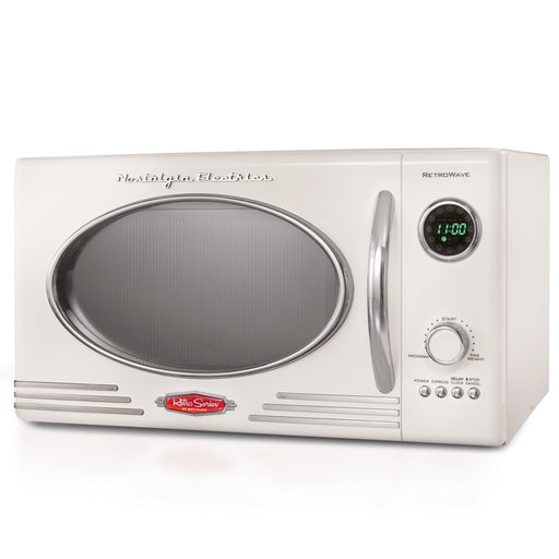 Nostalgia Retro 0.9 Cubic Foot 800-Watt Countertop Microwave Oven - Ivory