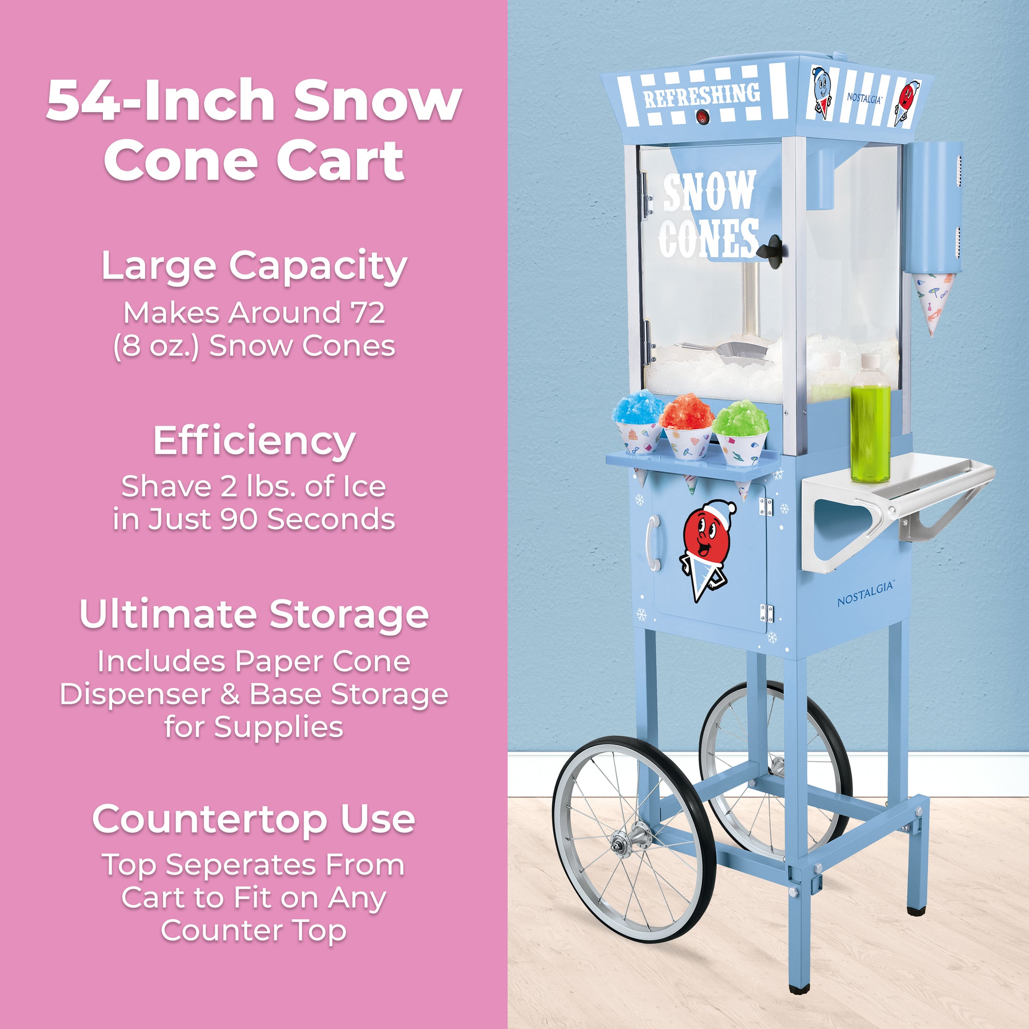 54 Inch Tall Snow Cone Cart — Nostalgia Products