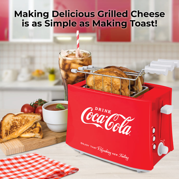 Coca-Cola® Grilled Cheese Toaster with Easy-Clean Toaster Baskets and Adjustable Toasting Dial
