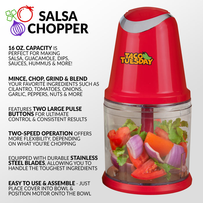 Taco Tuesday 2-Speed Salsa & Guacamole Chopper, 2 Cup Capacity