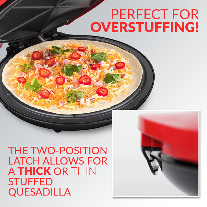  Nostalgia Taco Tuesday Deluxe 8-Inch 6-Wedge Electric Quesadilla  Maker with Extra Stuffing Latch, Red: Home & Kitchen