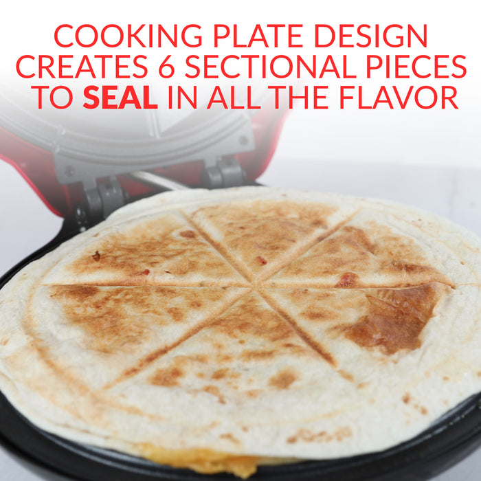  Taco Tuesday Deluxe 8-Inch 6-Wedge Electric Quesadilla Maker  with Extra Stuffing Latch, Red: Home & Kitchen