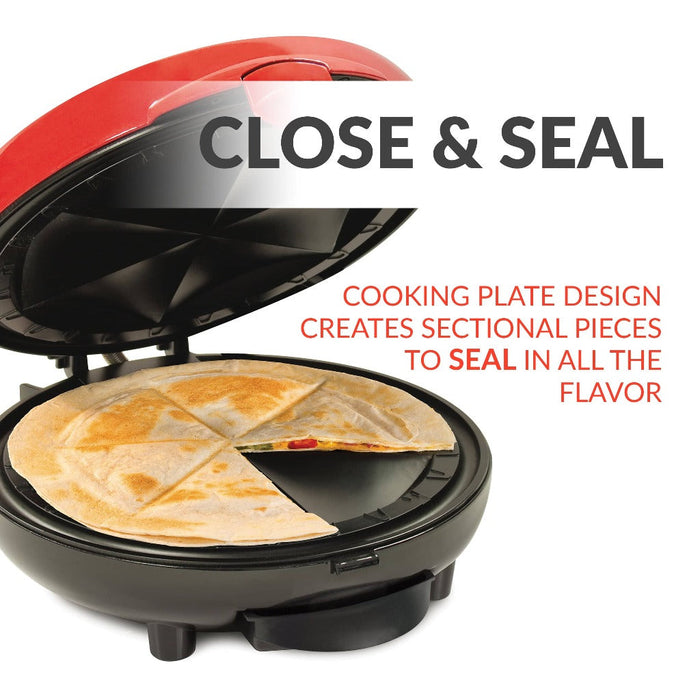 Taco Tuesday Deluxe 8-Inch 6-Wedge Electric Quesadilla Maker with Extra Stuffing Latch