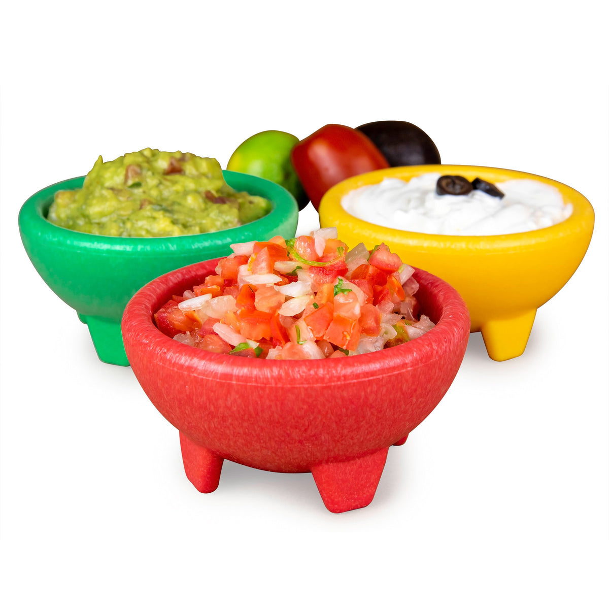 6 PC Salsa Bowls Set Serving Dish Mexican Snack Guacamole Bowl Molcajete Chips